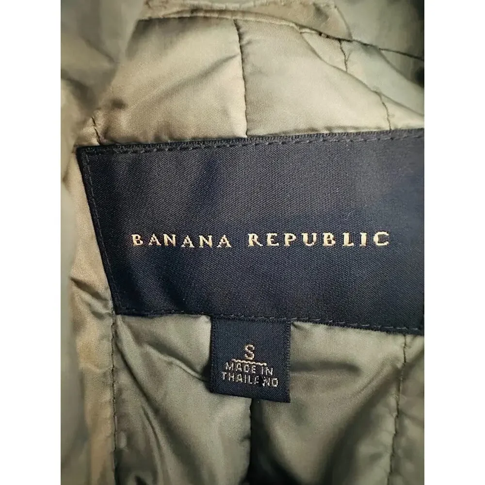 Banana Republic‎ Mens S Wool Topcoat Grey Stripe Jacket Pea Coat Removable Liner